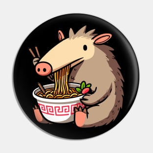 Aardvark Eating Ramen Pin