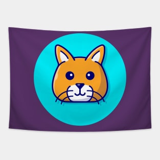 Cute Cat Head Cartoon Vector Icon Illustration (3) Tapestry