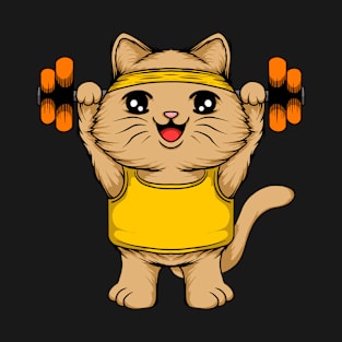 Motivated Cat Getting Fit - Inspiring Tee for Cat Lovers T-Shirt