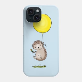 Cute hedgehog with balloon cartoon illustration Phone Case