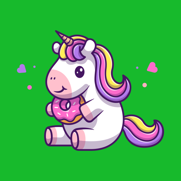 Cute Unicorn Holding Doughnut Cartoon by Catalyst Labs