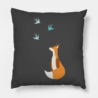 Simple Cute Fox Watching the Birds Pillow