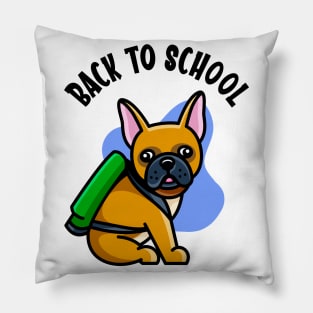 Cute Bulldog Back To School  Kids 1st Grade Dog Pillow