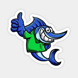 Cute Anthropomorphic Human-like Cartoon Character Swordfish in Clothes Magnet