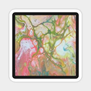 Pink and Green Abstract Magnet