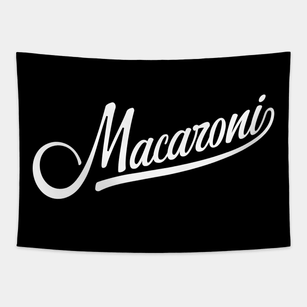 Macaroni, funny baseball style italian pasta Tapestry by emmjott