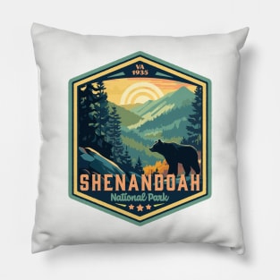 Shenandoah National Park Vintage WPA Style Outdoor Badge Pillow