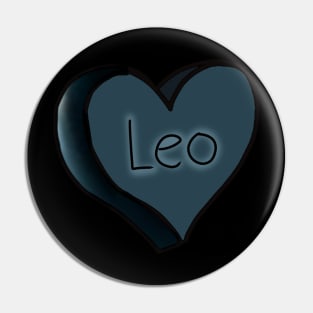 Leo Star Sign Onyx Love Heart Pin