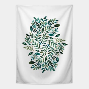 Seasonal branches and berries -  teal and gold Tapestry