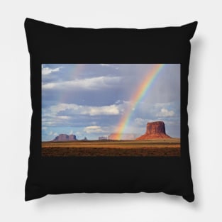 Double Rainbow over Monument Valley, Arizona, USA Pillow
