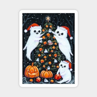 Decorating the Halloween Christmas Tree Magnet