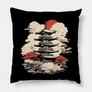 Rising Sun Pagoda - Men's Cherry Blossom Elegance Pillow