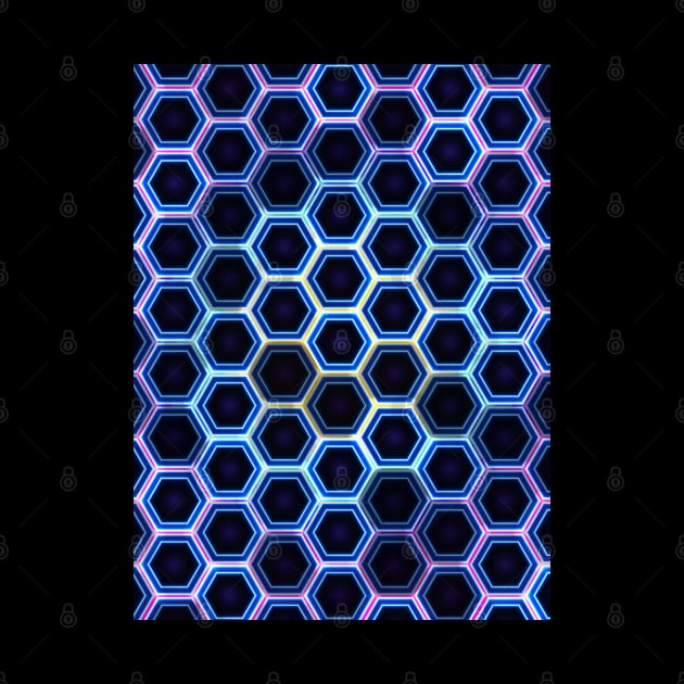 Hexagon neon pattern by Mati Digital Art