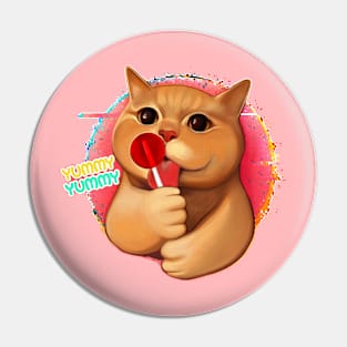 Cute cat with lollipop Pin