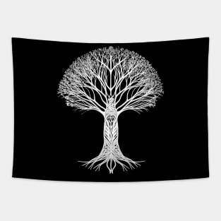 Yggdrasil Norse Tree of Life - White Tapestry