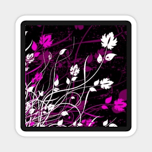 Stylish Abstract Floral Art - Purple White Magnet