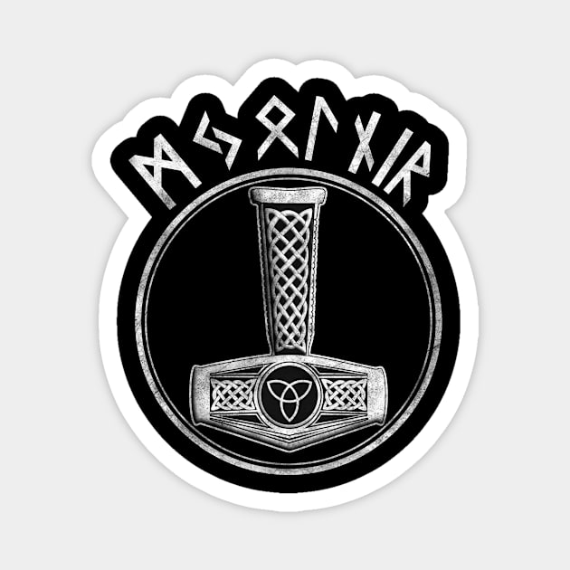 Valknut Valhalla Thors Mjolnir symbol gift idea Magnet by Michangi