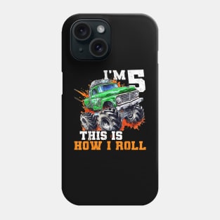 5 Year Old 5th Birthday Monster Truck Car Themed for Boy Phone Case