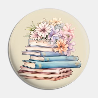 Floral Stack Books Pin