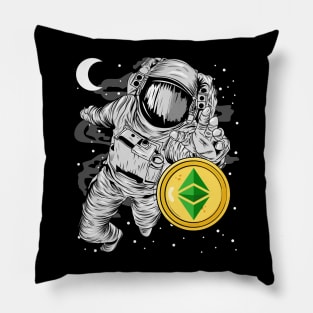 Astronaut Reaching Ethereum Classic Crypto ETH Coin To The Moon Crypto Token Cryptocurrency Wallet Birthday Gift For Men Women Kids Pillow