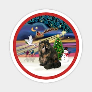 "Christmas Magic" with a Tortie Persian Cat Magnet