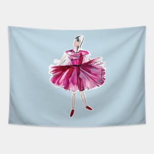 Ballerina in red tutu and pointe shoes Tapestry