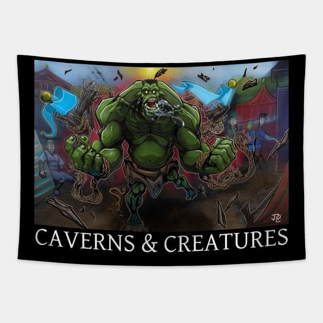 Caverns & Creatures: Barbarian Rage Tapestry by robertbevan