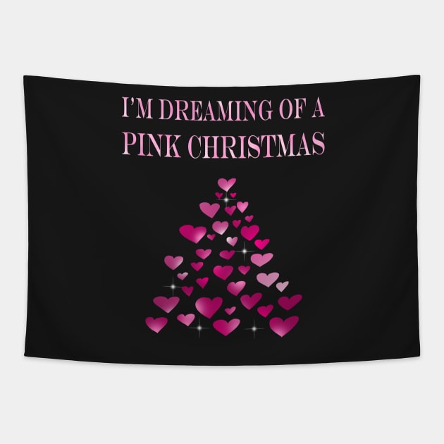 I am dreaming of a Pink Christmas funny heart Christmas tree Tapestry by Artstastic