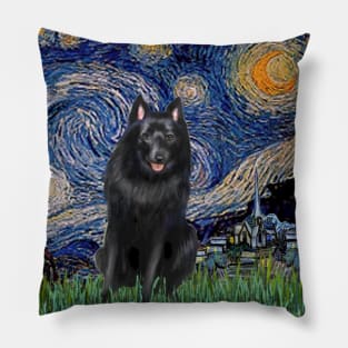 Starry Night Adapted to Include a Schipperke Pillow