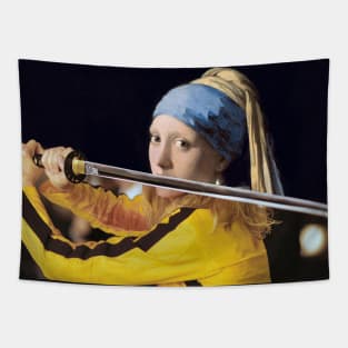 Girl with a Pearl Earring by Vermer and Beatrix Kiddo from Kill Bill Tapestry