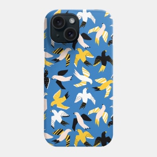 Yellow Black And White Abstract Birds Phone Case