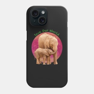 Save Our World - Elephants in Green Phone Case