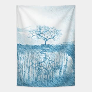 tree above rice field Tapestry