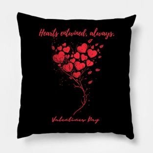 Hearts entwined, always. A Valentines Day Celebration Quote With Heart-Shaped Baloon Pillow