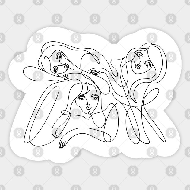 Printable Abstract Faces In Lines One Line Artwork Print Fashion