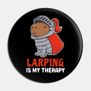 Larping is my therapy cartoon Capybara Knight Pin