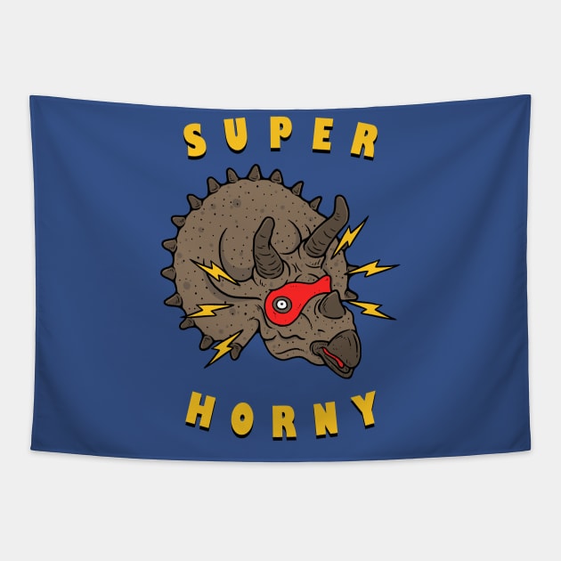 Super Horny Triceratops Tapestry by dumbshirts