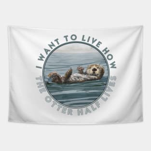 Sea Otter chilling out in the ocean looking cute Tapestry