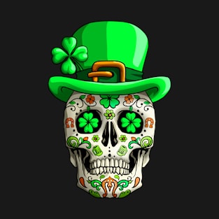 Sugar Skull Funny Saint Patricks Day of Dead T-Shirt