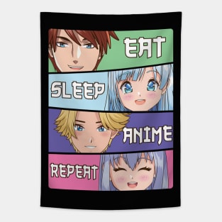 Eat Sleep Anime Repeat Tapestry