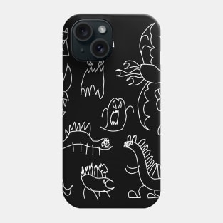 Halloween Monsters & Dinosaurs Illustration Hand Drawn Phone Case