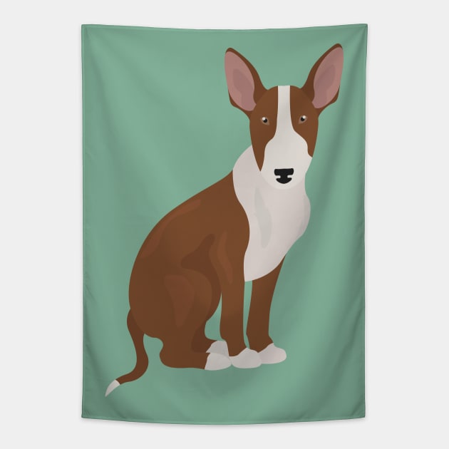 Bull Terrier Dog Sitting Tapestry by JunkyDotCom