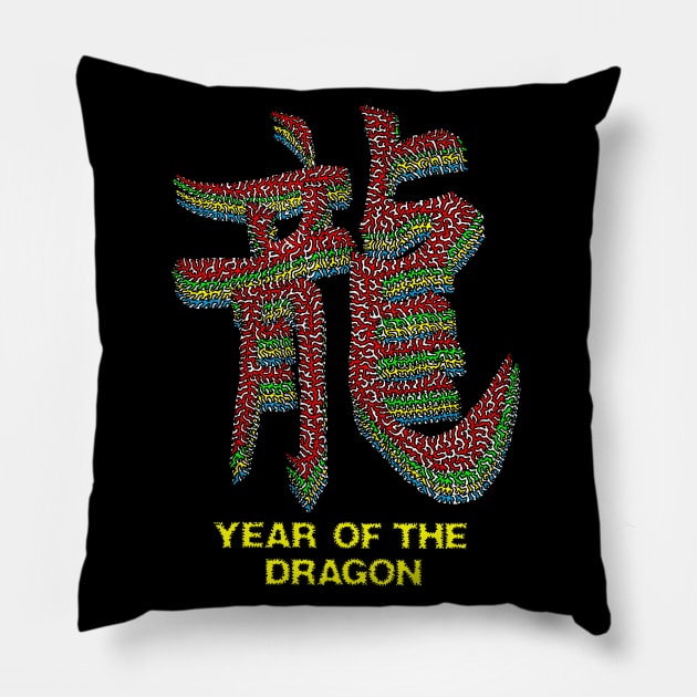 Year Of The Dragon Pillow by NightserFineArts