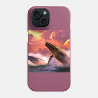 Humpback Whales Breaching During Golden Hour Phone Case