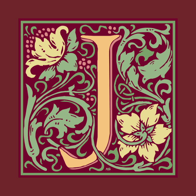 William Morris Vintage Letter J by MatchbookGraphics