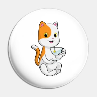 Cat with Cup of Tee Pin