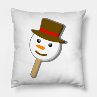 christmas snowman bubble gum eye ice cream on green Pillow