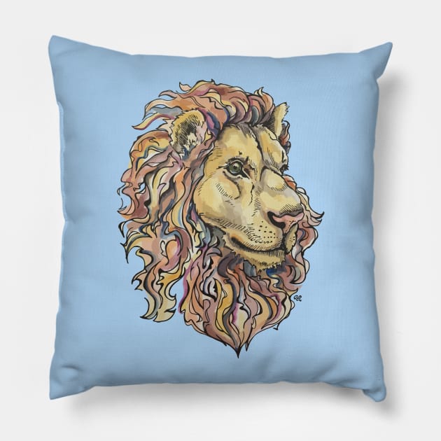 Brave Lion Pillow by artfulfreddy