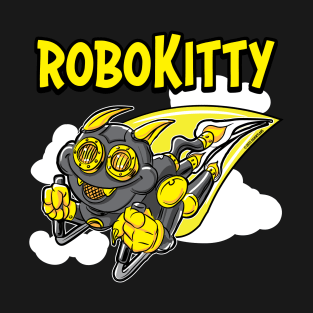 Robo Kitty rocketing through the sky T-Shirt