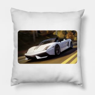 Gallardo Spyder Cartoon Drawing Action Print Pillow